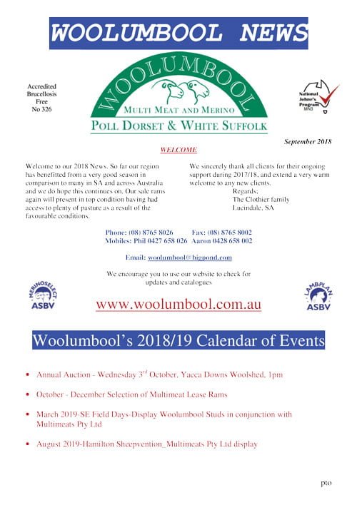Woolumbool 2018 Newsletter